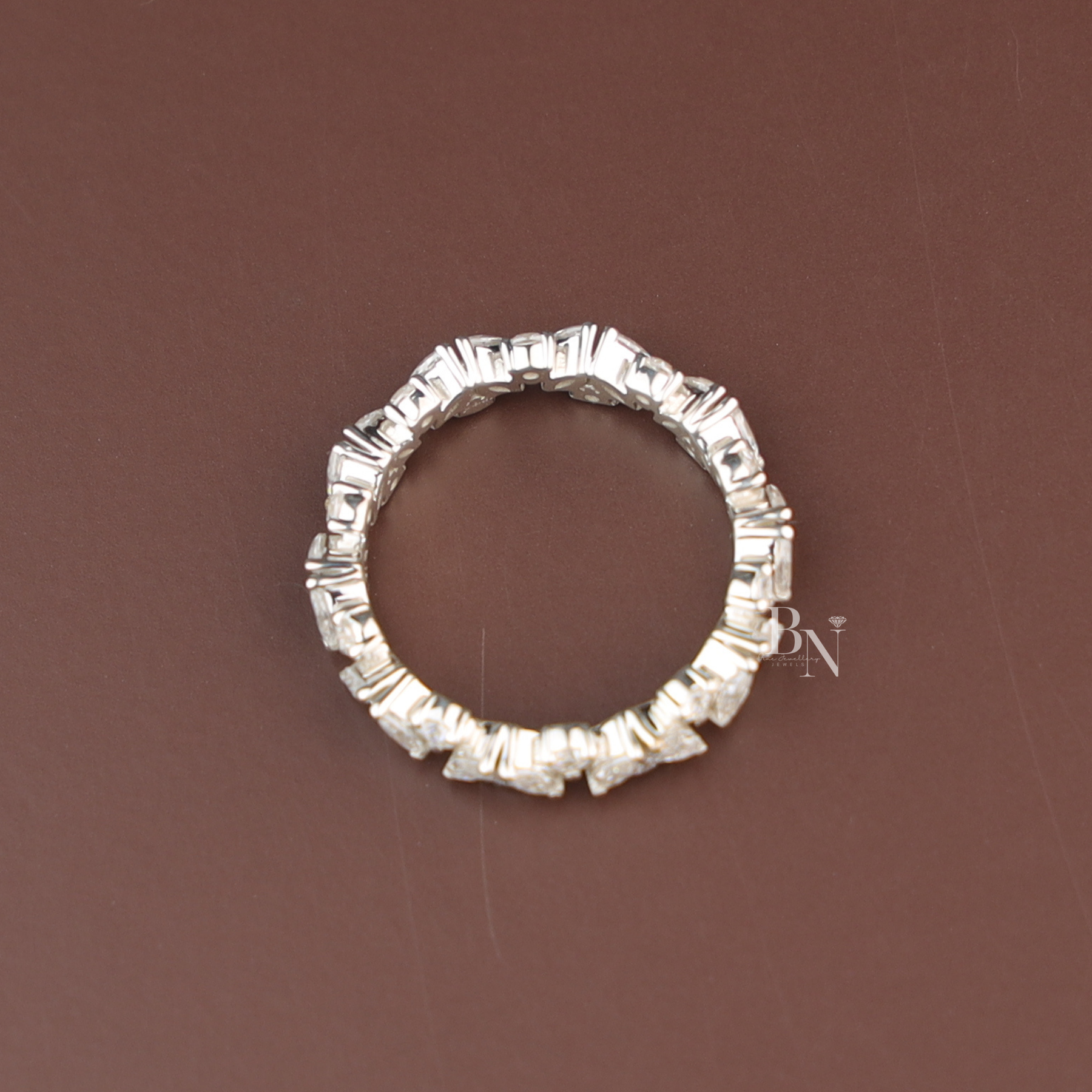 Marquise and Round Lab Diamond Band, Alternating Eternity Wedding Ring, Stackable Bridal Gold Band