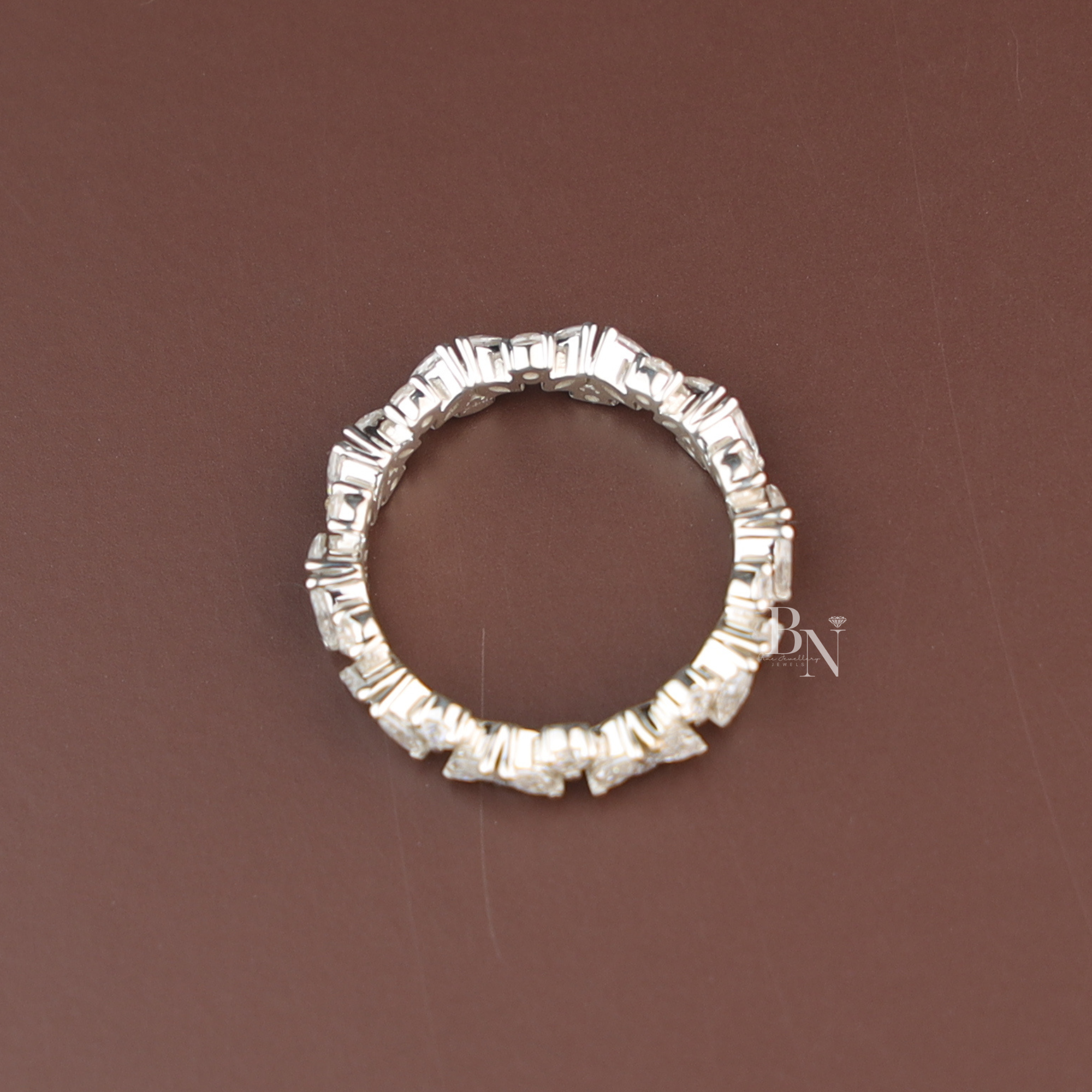 Marquise and Round Lab Diamond Band, Alternating Eternity Wedding Ring, Stackable Bridal Gold Band