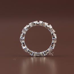 Marquise and Round Lab Diamond Band, Alternating Eternity Wedding Ring, Stackable Bridal Gold Band