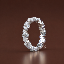 Marquise and Round Lab Diamond Band, Alternating Eternity Wedding Ring, Stackable Bridal Gold Band