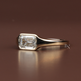 Emerald Cut Lab Diamond Ring, 2 Carat Appearance, Minimalist Bezel Setting, Modern Gold Engagement Ring