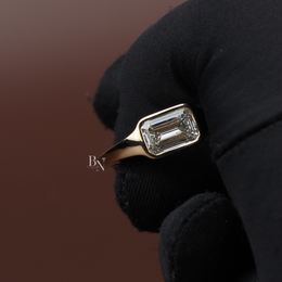 Emerald Cut Lab Diamond Ring, 2 Carat Appearance, Minimalist Bezel Setting, Modern Gold Engagement Ring
