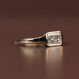 Emerald Cut Lab Diamond Ring, 2 Carat Appearance, Minimalist Bezel Setting, Modern Gold Engagement Ring