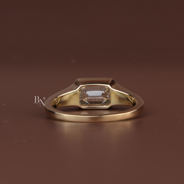 Emerald Cut Lab Diamond Ring, 2 Carat Appearance, Minimalist Bezel Setting, Modern Gold Engagement Ring
