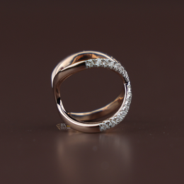 X Crossover Lab Diamond Band, Modern Pave Diamond X Ring, Stackable Gold Statement Ring, Criss Cross