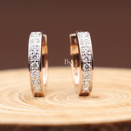 Pavé Lab Diamond Huggie Hoops, Channel Set Gold Hoop Earrings, Minimalist Everyday Diamond Earrings, Small Gold Huggies