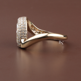 Pear Cut Lab Diamond Ring, 2.5 Carat Appearance, Bypass Engagement Ring, Pavé Encrusted Gold Band