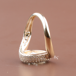 Pear Cut Lab Diamond Ring, 2.5 Carat Appearance, Bypass Engagement Ring, Pavé Encrusted Gold Band