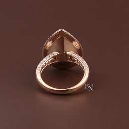 Pear Cut Lab Diamond Ring, 3 Carat Appearance, Double Halo Engagement Ring, Pavé Encrusted Gold Band