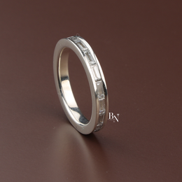 Baguette Cut Lab Diamond Eternity Band, Minimalist Channel Set Wedding Ring, Stackable Bridal Band