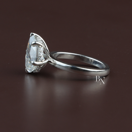 Pear Cut Lab Diamond Engagement Ring, 3 Carat Appearance, Hidden Halo Wedding Ring, Minimalist Solitaire Band
