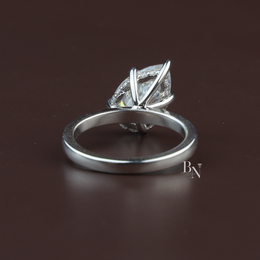 Pear Cut Lab Diamond Engagement Ring, 3 Carat Appearance, Hidden Halo Wedding Ring, Minimalist Solitaire Band