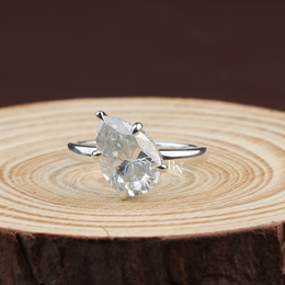 Pear Cut Lab Diamond Engagement Ring, 3 Carat Appearance, Hidden Halo Wedding Ring, Minimalist Solitaire Band