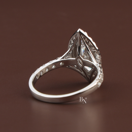 Marquise Cut Lab Diamond Engagement Ring, 1.50 Carat Center Stone, Halo Pavé Band