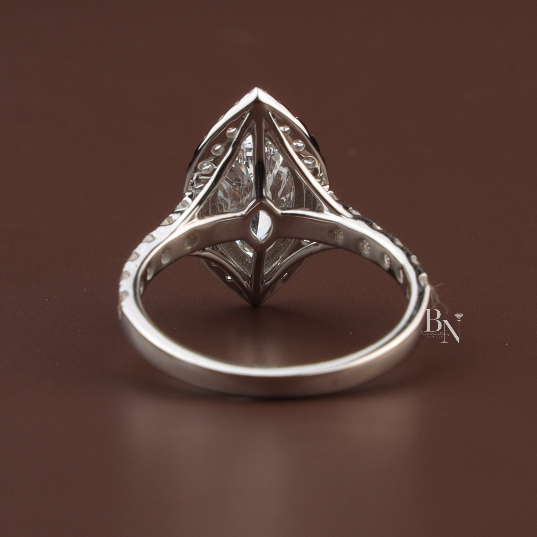 Marquise Cut Lab Diamond Engagement Ring, 1.50 Carat Center Stone, Halo Pavé Band