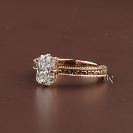 Radiant Cut Lab Diamond Engagement Ring, 1.35 Carat Solitaire, Vintage Engraved Band, 18k Yellow Gold Ring