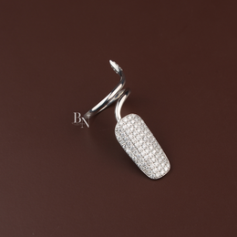 Pavé Lab Diamond Nail Ring, Statement Tip Ring, Luxury Nail Armor, 14k White Gold Fashion Ring