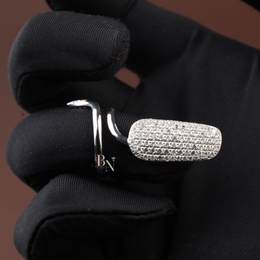 Pavé Lab Diamond Nail Ring, Statement Tip Ring, Luxury Nail Armor, 14k White Gold Fashion Ring