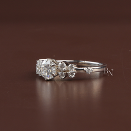 Round Brilliant Lab Diamond Cluster Ring, Floral Inspired Engagement Ring, Petite Cluster