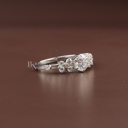 Round Brilliant Lab Diamond Cluster Ring, Floral Inspired Engagement Ring, Petite Cluster