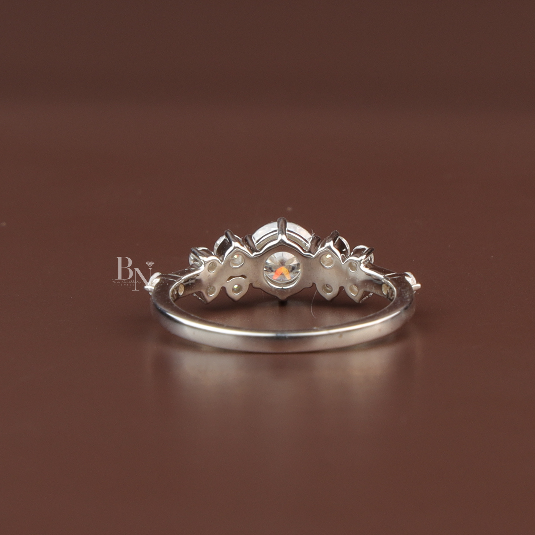 Round Brilliant Lab Diamond Cluster Ring, Floral Inspired Engagement Ring, Petite Cluster