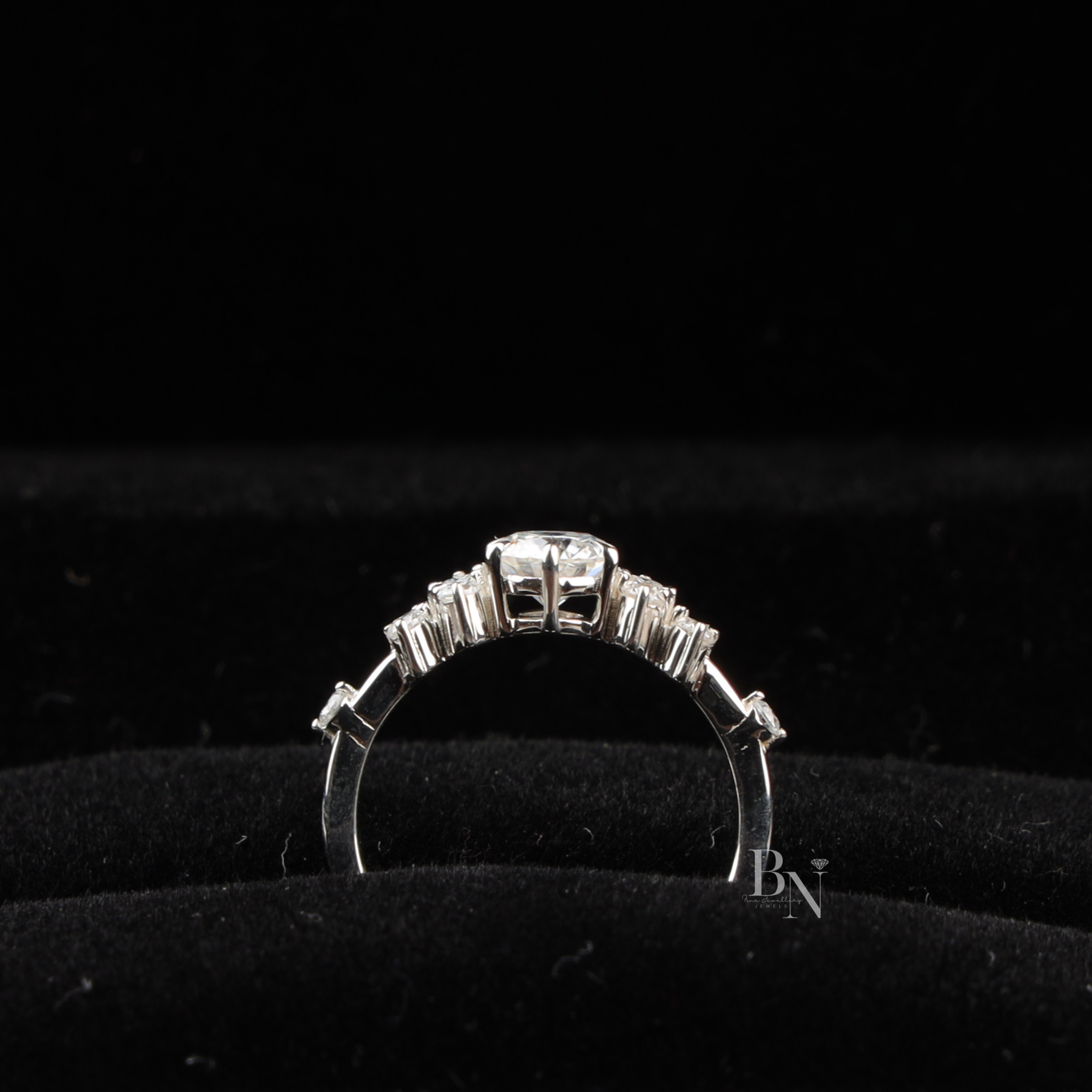 Round Brilliant Lab Diamond Cluster Ring, Floral Inspired Engagement Ring, Petite Cluster
