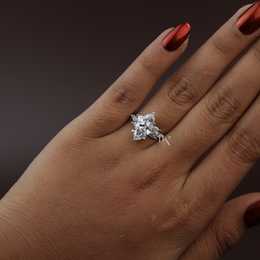 Marquise Lab Diamond Engagement Ring, 2 Carat Appearance Multi Stone Setting, White Gold Tone Bridal Ring