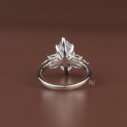 Marquise Lab Diamond Engagement Ring, 2 Carat Appearance Multi Stone Setting, White Gold Tone Bridal Ring