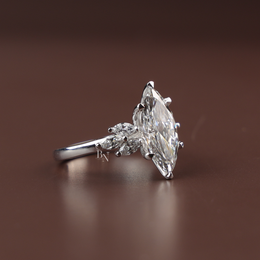 Marquise Lab Diamond Engagement Ring, 2 Carat Appearance Multi Stone Setting, White Gold Tone Bridal Ring