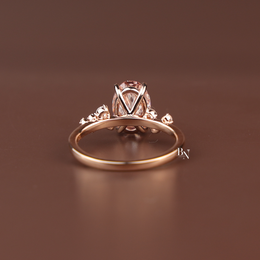 Oval Fancy Pink Lab Diamond Engagement Ring, 2 Carat Appearance Cluster Setting, Rose Gold Tone Bridal Ring