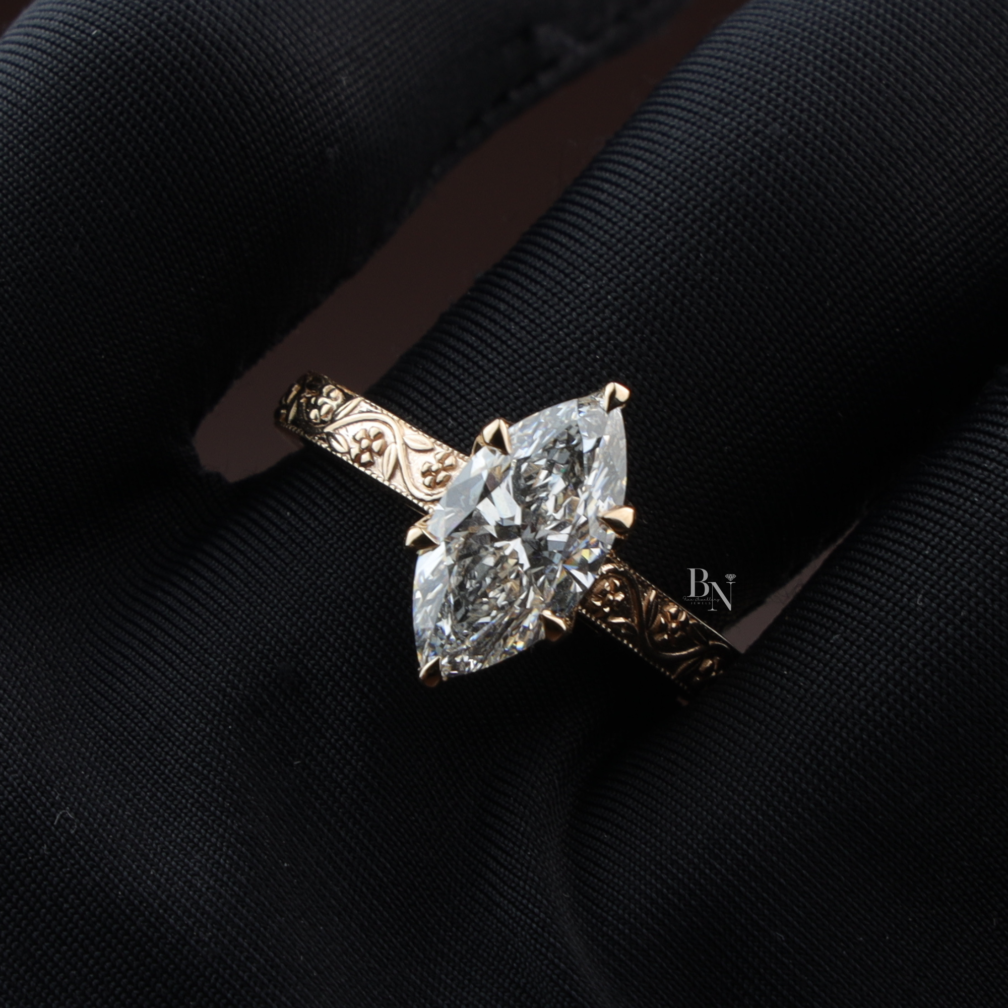 Marquise Lab Diamond Engagement Ring, 2 Carat Appearance Multi Stone Setting, White Gold Tone Bridal Ring (Copy)