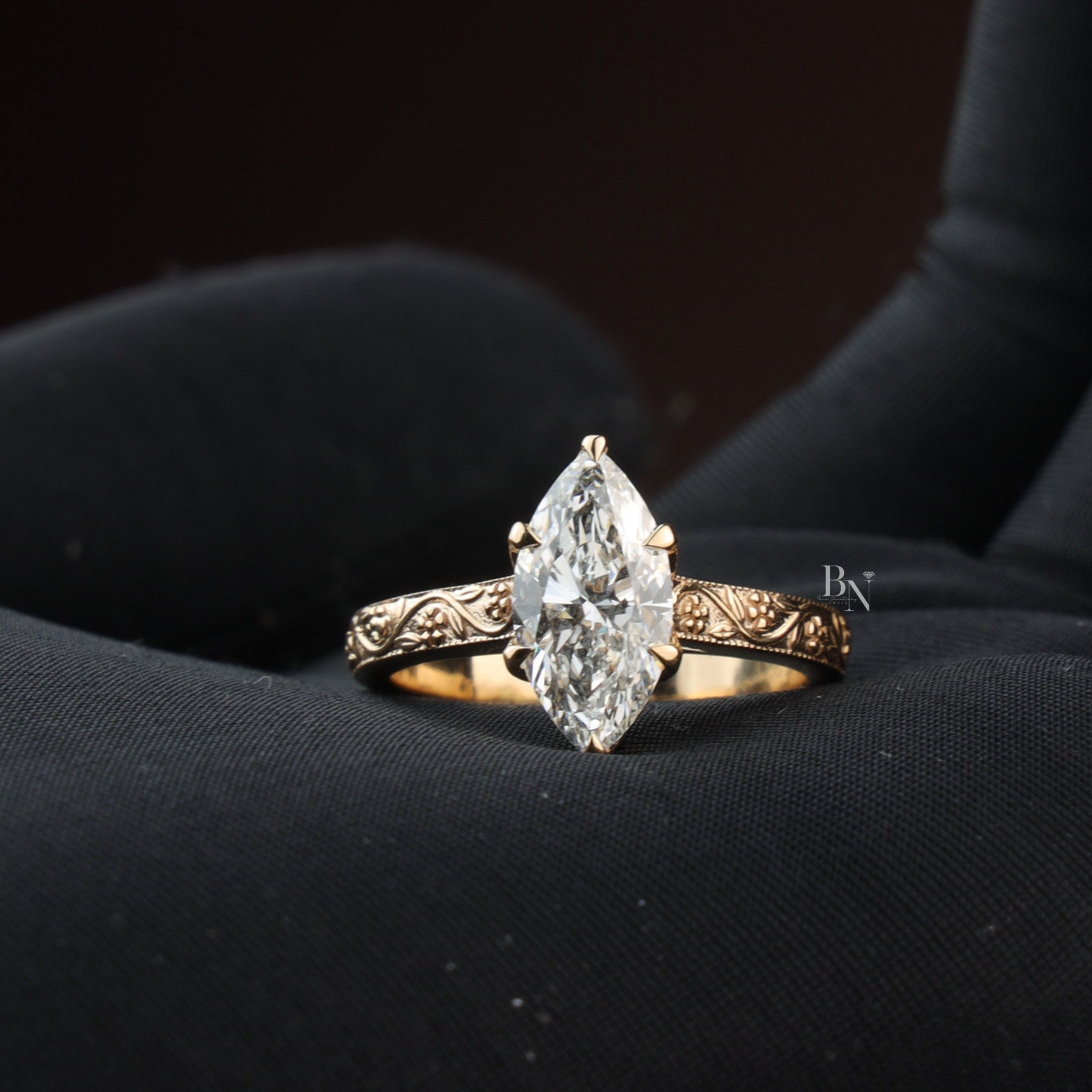 Marquise Lab Diamond Engagement Ring, 2 Carat Appearance Multi Stone Setting, White Gold Tone Bridal Ring (Copy)
