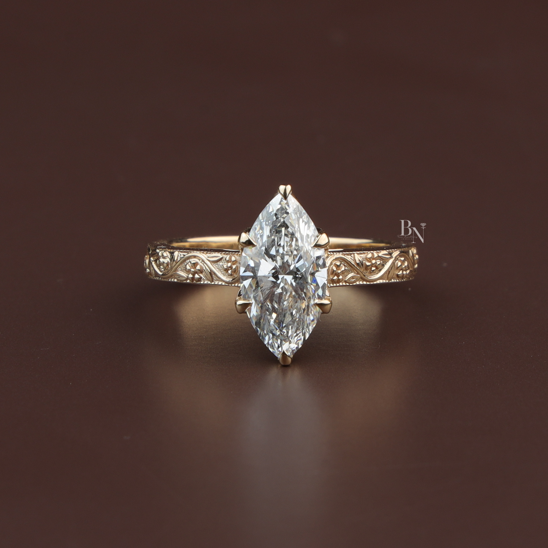 Marquise Lab Diamond Engagement Ring, 2 Carat Appearance Multi Stone Setting, White Gold Tone Bridal Ring (Copy)