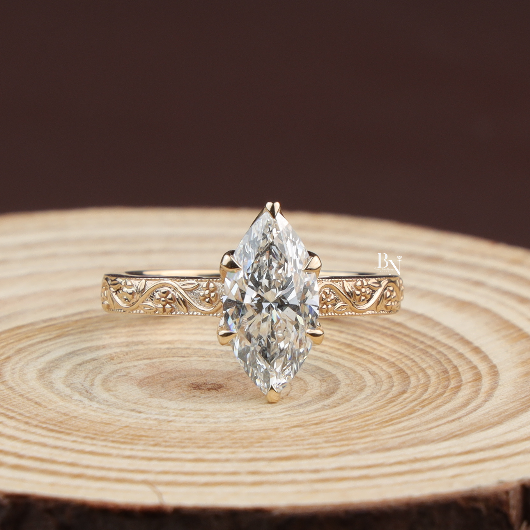 Marquise Lab Diamond Engagement Ring, 2 Carat Appearance Multi Stone Setting, White Gold Tone Bridal Ring (Copy)