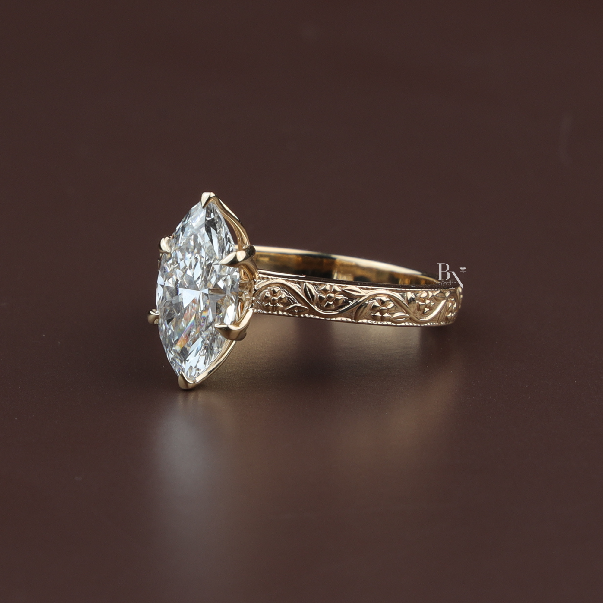 Marquise Lab Diamond Engagement Ring, 2 Carat Appearance Multi Stone Setting, White Gold Tone Bridal Ring (Copy)