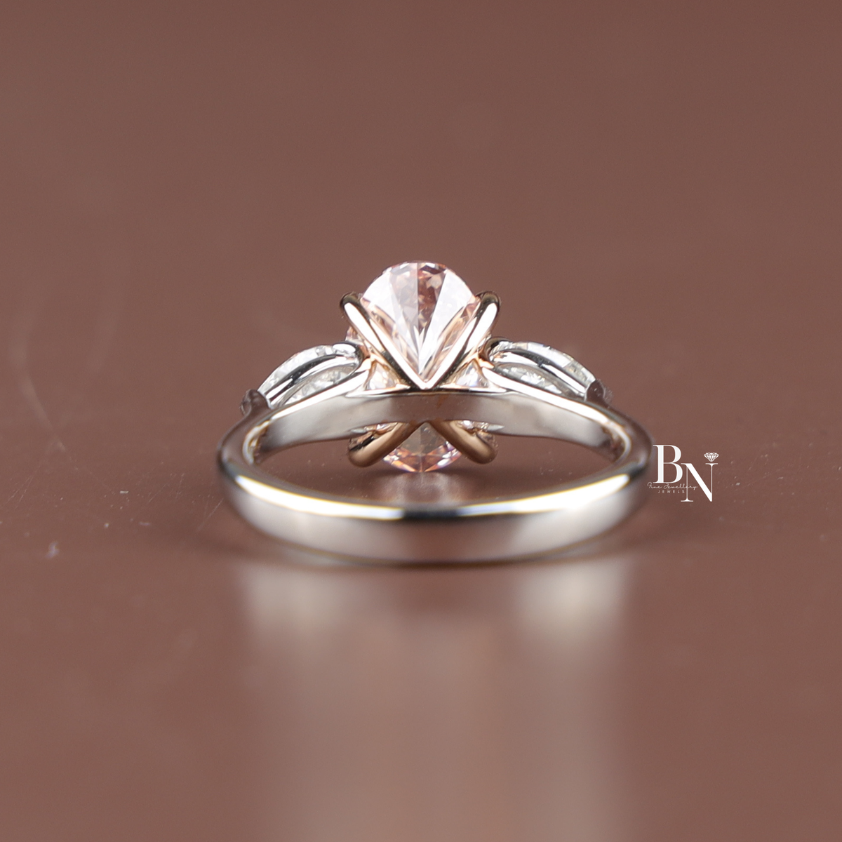 Oval Fancy Pink Lab Diamond Engagement Ring, 2 Carat Appearance Cluster Setting, Rose Gold Tone Bridal Ring (Copy)