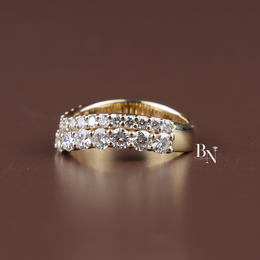 1.5CTW Round Lab Grown Diamond Curved Band, Two Row Wavy Wedding Band