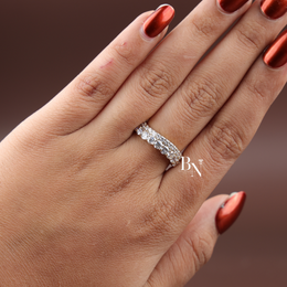 1.5CTW Round Lab Grown Diamond Curved Band, Two Row Wavy Wedding Band