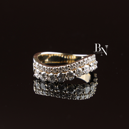 1.5CTW Round Lab Grown Diamond Curved Band, Two Row Wavy Wedding Band