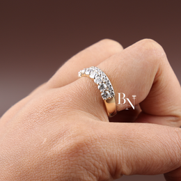 1.5CTW Round Lab Grown Diamond Curved Band, Two Row Wavy Wedding Band