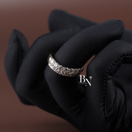 1.5CTW Round Lab Grown Diamond Curved Band, Two Row Wavy Wedding Band