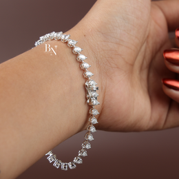 Pear Cut Lab Grown Diamond Tennis Bracelet, 5.50 CTW Teardrop Diamond Chain, Elegant Bridal Fine Jewelry