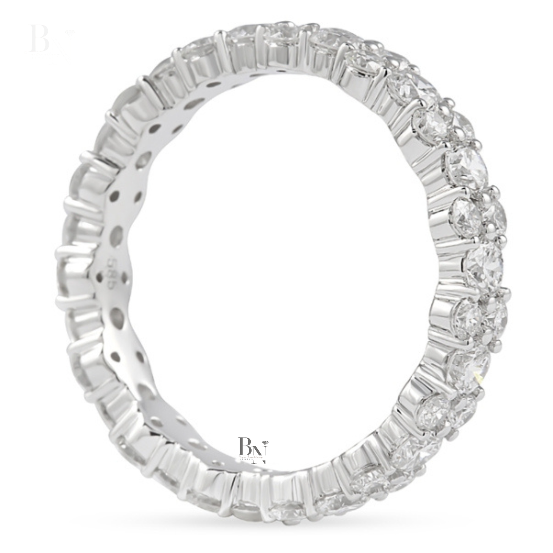 Round Brilliant Cut Lab Diamond Cluster Band, 1.87 CTW Full Eternity Wedding Ring, Solid Gold