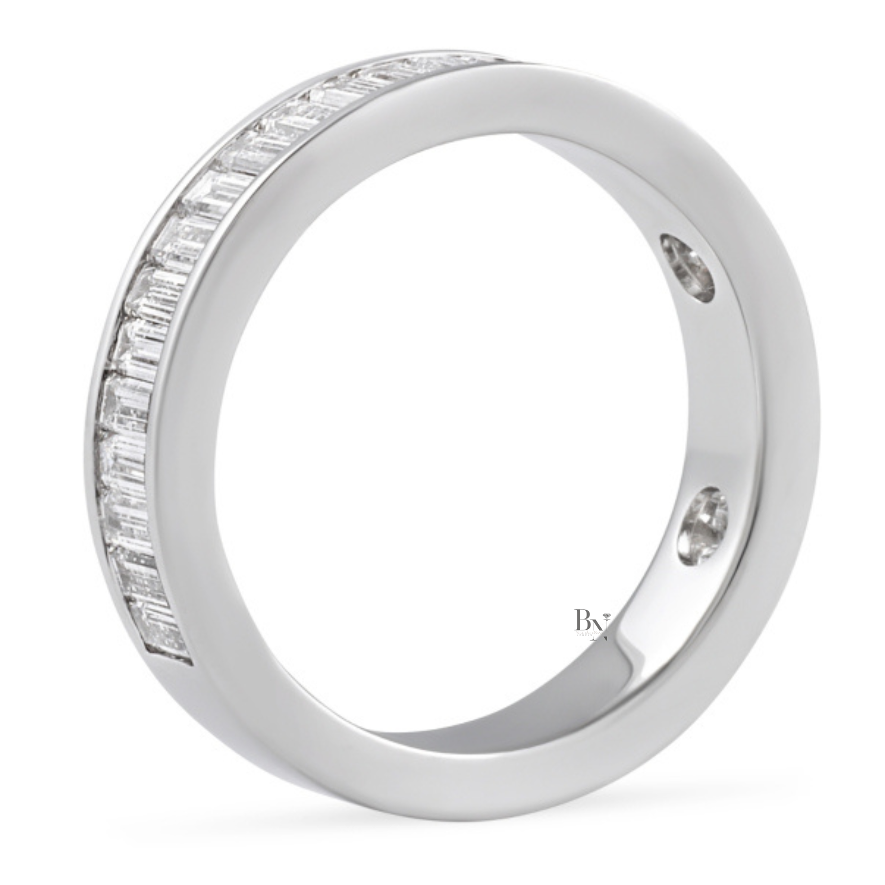 Baguette Lab Diamond Wedding Band, 3/4 Channel Set Eternity Ring, 1.5CTW 14K Gold Band, 4.3mm Wide