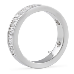 Baguette Lab Diamond Wedding Band, 3/4 Channel Set Eternity Ring, 1.5CTW 14K Gold Band, 4.3mm Wide