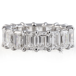 8CT Emerald Cut Eternity Band, Lab Grown Diamond Wedding Ring, Low Profile Closed Basket Anniversary Band