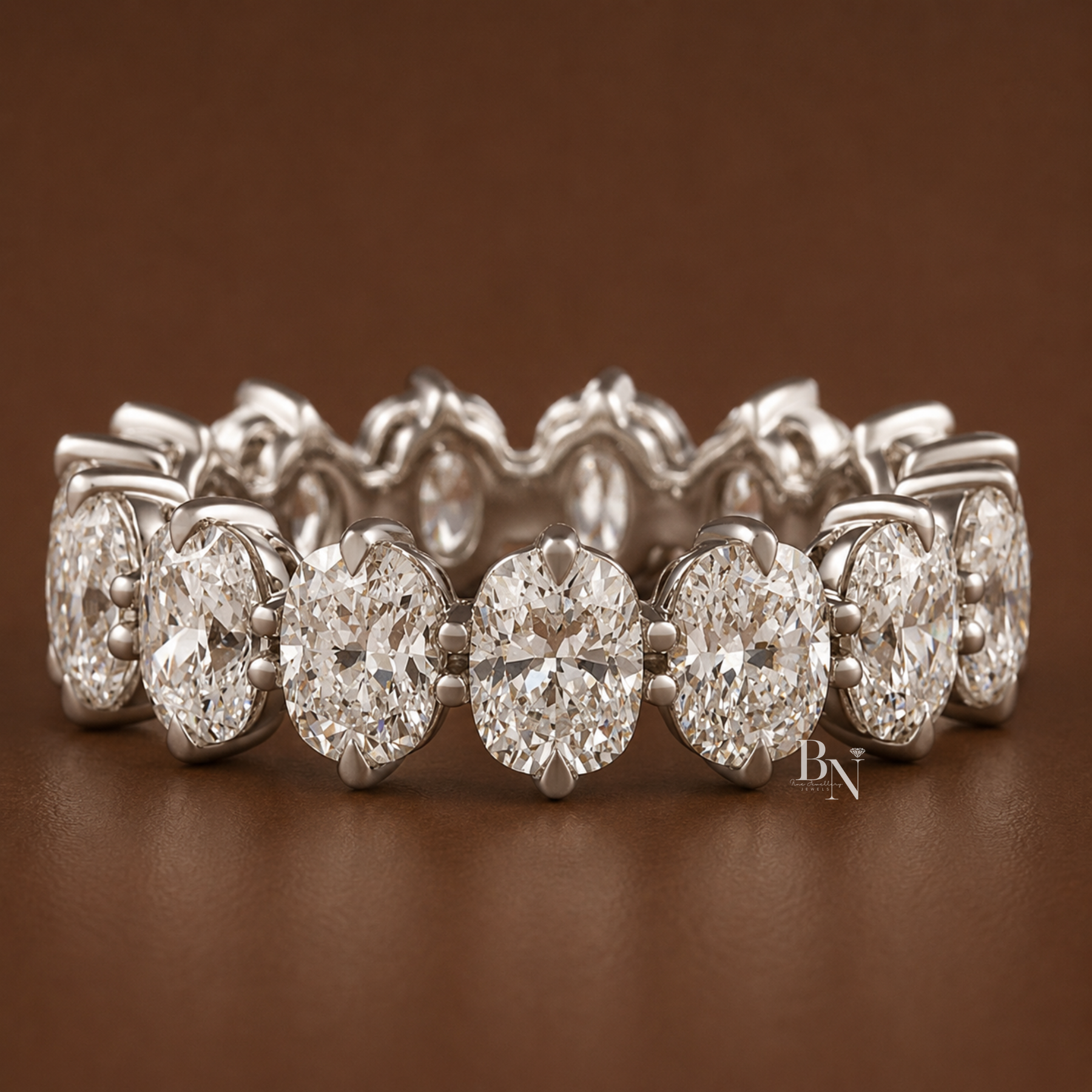 Elongated Cushion Lab Diamond Band, 4.60 CTW Compass Prong Eternity Ring, 14K Gold Bridal Stacking Ring