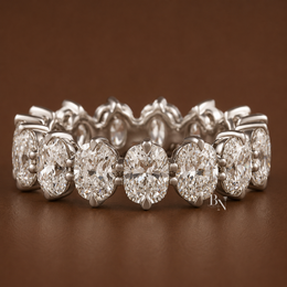 Elongated Cushion Lab Diamond Band, 4.60 CTW Compass Prong Eternity Ring, 14K Gold Bridal Stacking Ring
