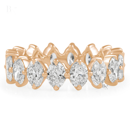 Oval Lab Diamond Eternity Band, 3.30 CTW Compass Prong Wedding Ring, 14K Gold Bridal Stacking Ring