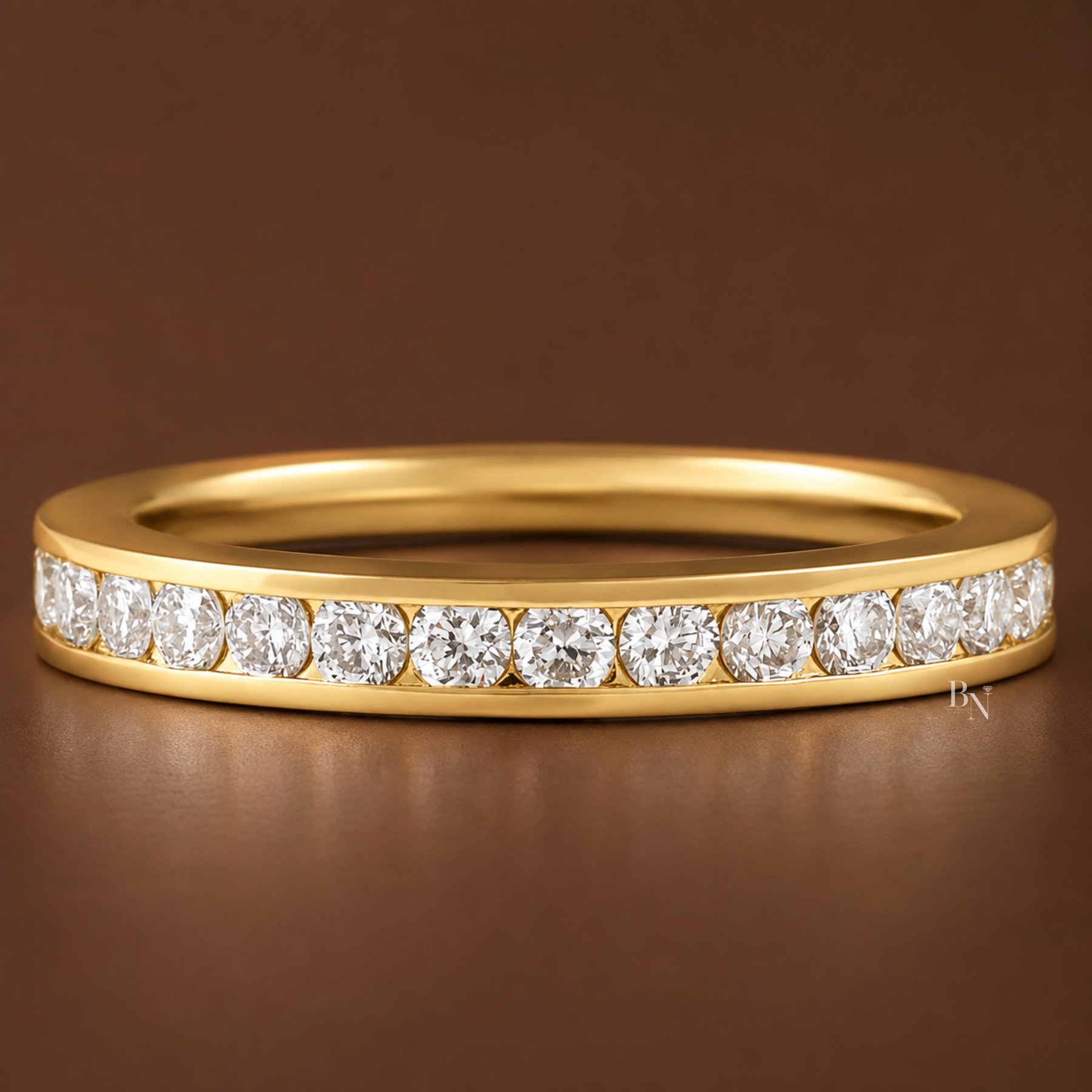 0.95ct Channel Set Lab Diamond Eternity Band, 14K Gold Round Brilliant Wedding Ring, 2.9mm